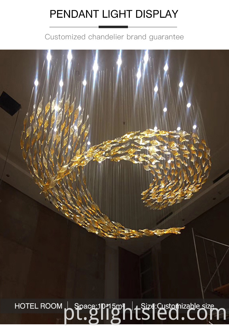 Shopping Center Luxury Decoração de interiores Luz de lustre de vidro personalizada